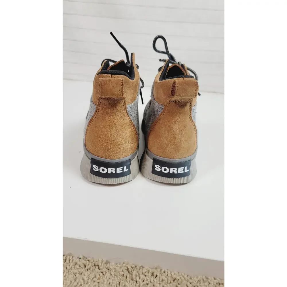 SOREL Out N About IV Classic Waterproof Duck Boot in Cognac/Grey/Blk, sz 8.5